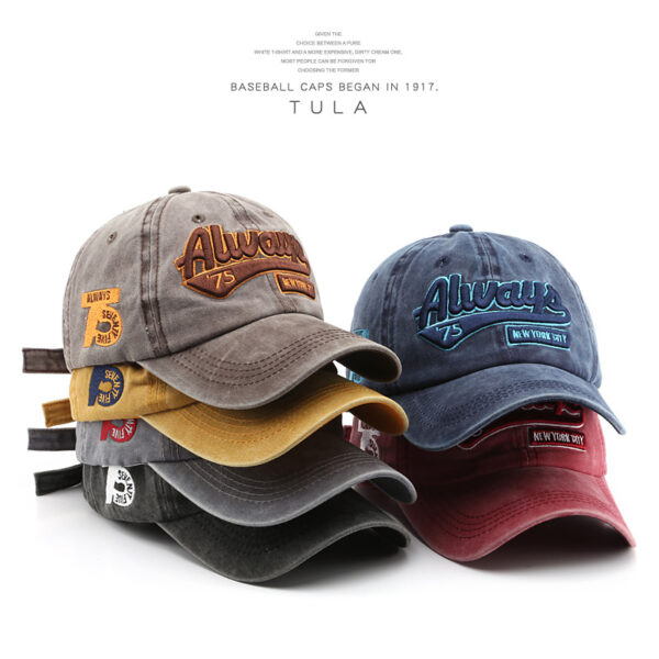 Wholesale Cotton Washed Distressed Letter Embroidery Baseball Cap