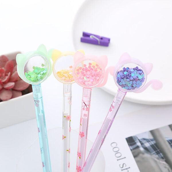 Wholesale Plastic Sequin Kitten Gel Pen