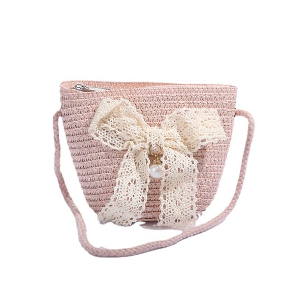 Wholesale Straw Bow Knot Handwoven Kids Bag