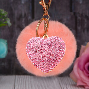 Peach heart pink + Korean pink fur ball / Single opp bag packaging