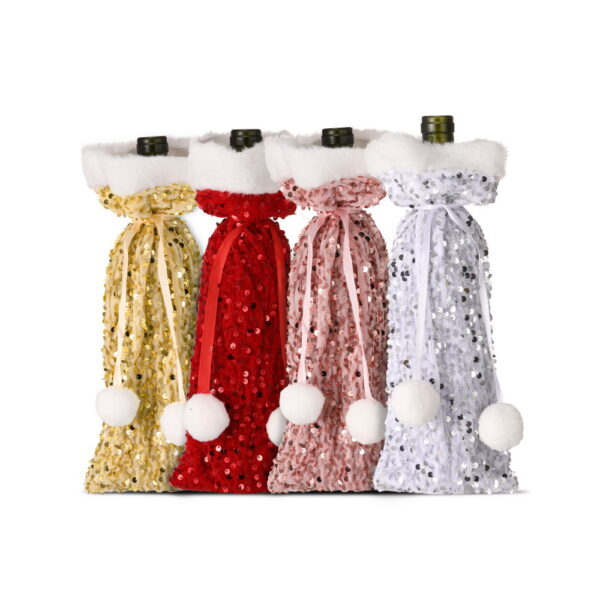 Wholesale New Christmas Glitter Bar Home Plush Wine Bottle Bag