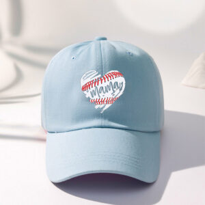 Printed MAMA baseball love baseball cap-sky blue / Free size