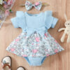 Wholesale Easter Cotton Baby One Piece Rabbit Ripple Bow Dress