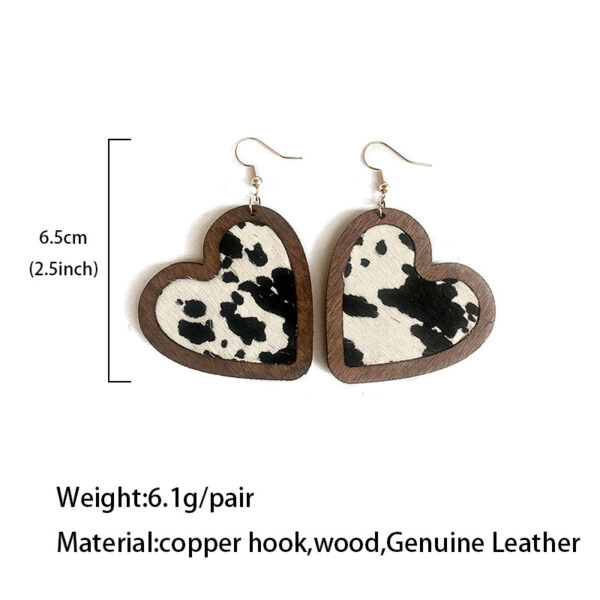 O1CN01znt7Cj1zp30mLm5a4_2215459036762-0-cib Wholesale Valentine's Day Genuine Leather Heart Leopard Print Horsehair Inlaid with Wooden Classic Retro Earrings