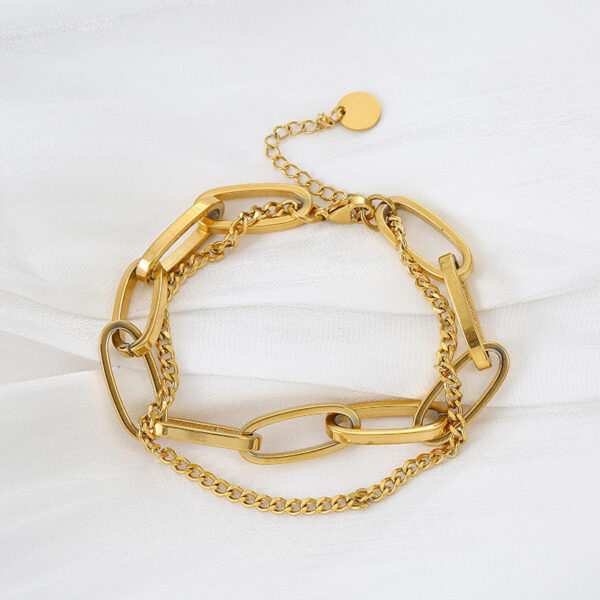 Wholesale Thick Chain Double Layer Titanium Steel 18K Gold Bracelet