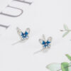 Wholesale Flash Diamond Blue Butterfly Copper Earrings