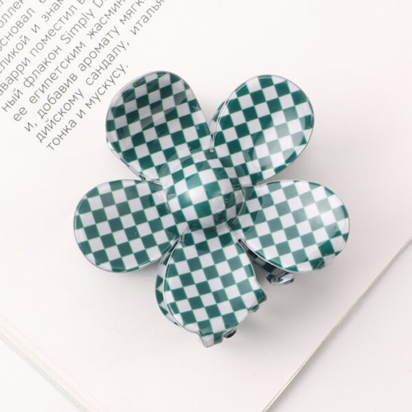 Wholesale Checkered Flower Colored Acrylic Hair Clips