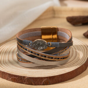 25010806-coffee color / pu leather/alloy