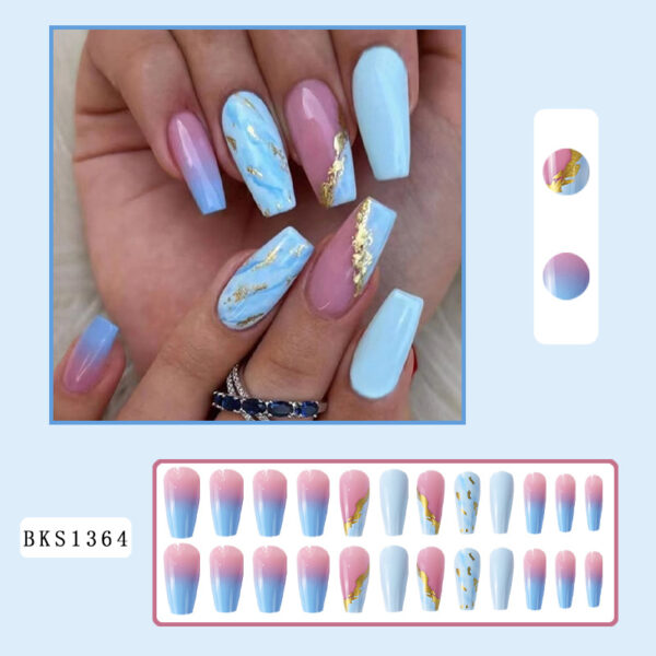 Wholesale Blue Halo Dyed Medium and Long Plastic Fake Nail Patches