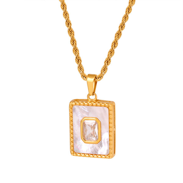 O1CN01zu2l081mmDbegEmGZ_2214570934996-0-cib Wholesale Stainless Steel Twist Pendant Square White Shell 18K Gold Plated Necklace