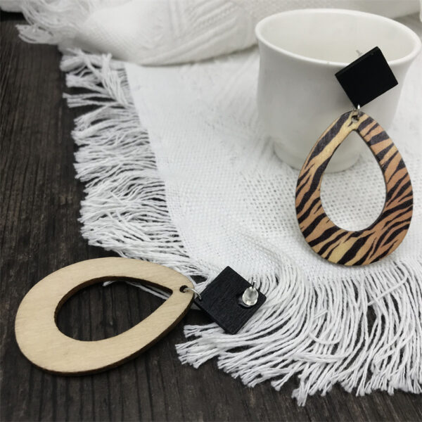 Wholesale Leopard Zebra Vintage Wood Earrings