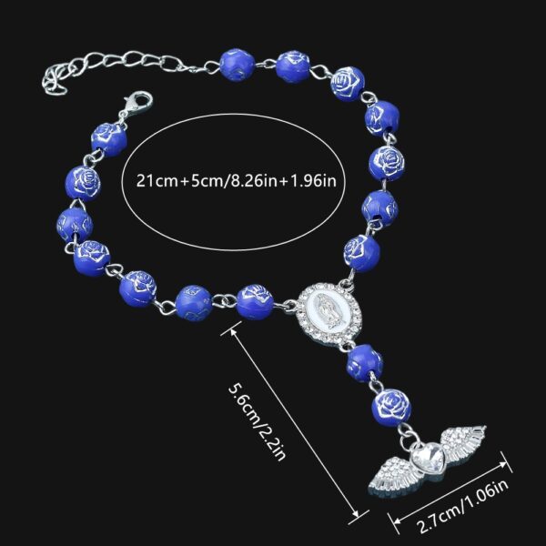 Wholesale Flower Bead Diamond Heart Angel Wings Prayer Bead Bracelet