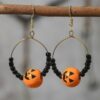 Wholesale Halloween Women's Fashion Funny Pumpkin Spider Wood Earrings