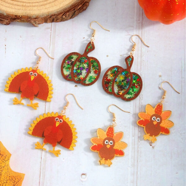 Wholesale Thanksgiving Retro Pumpkin Easter Opening Screen Turkey Maple Leaf Acrylic Earrings