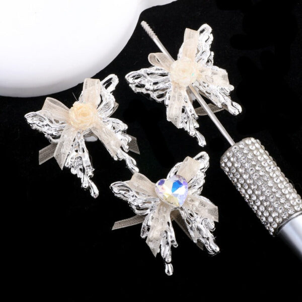 Wholesale 5pcs Alloy Lace Bow Butterfly Alloy Beads Straight Hole Beads DIY Beads