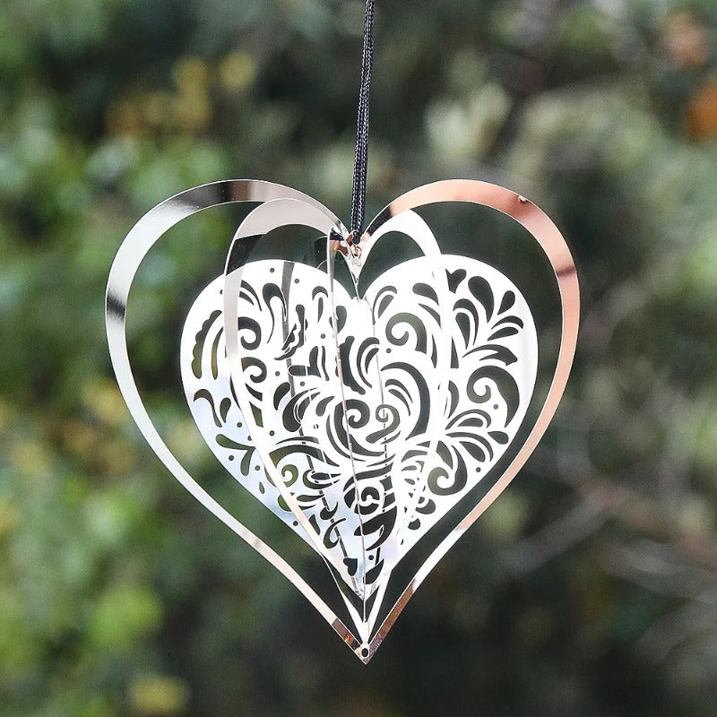 Wholesale 3D Pulsating Heart-shaped Rotating Stainless Steel Wind Chimes
