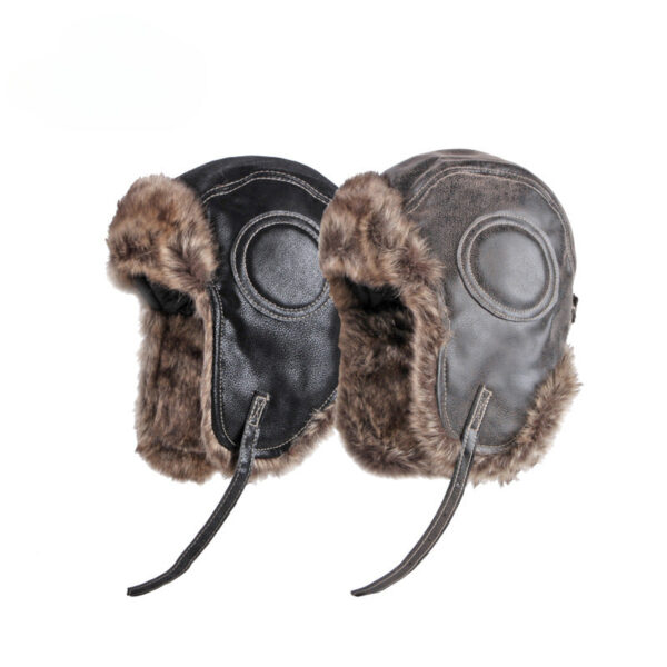 Wholesale of Autumn and Winter Imitation Leather Outdoor Windproof Ear Protection and Warm Pilot Hats