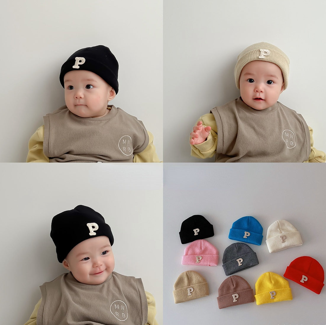 Wholesale Acrylic Simple Letter P Knitted Cap