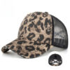 Wholesale Leopard Print Cross Elastic Ponytail Baseball Cap
