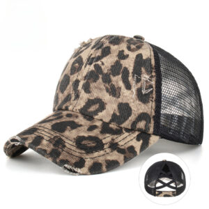 ab224719e9b09b0a4ed7c3103fa5c2e1 Wholesale Leopard Print Cross Elastic Ponytail Baseball Cap