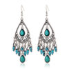 Wholesale Fashion Creative Bohemian Vintage Carved Waterdrop Gemstone Tassel Earrings