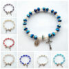 Wholesale Alloy Cross Crystal Girls Elastic Beaded Bracelet