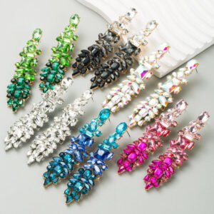 Wholesale alloy fashion colored diamonds Long multi-layer tassel earrings