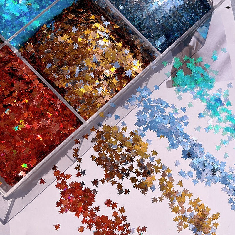 Wholesale Diy Handmade Glue Maple Leaf Sequins Hemp Material Special-shaped Decorative Glitter wder Production Materials