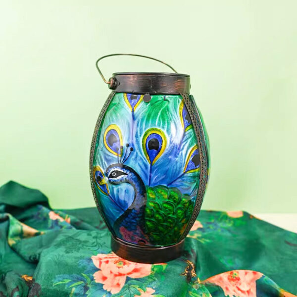 Wholesale Glass Relief Painted Peacock Dragonfly Night Light