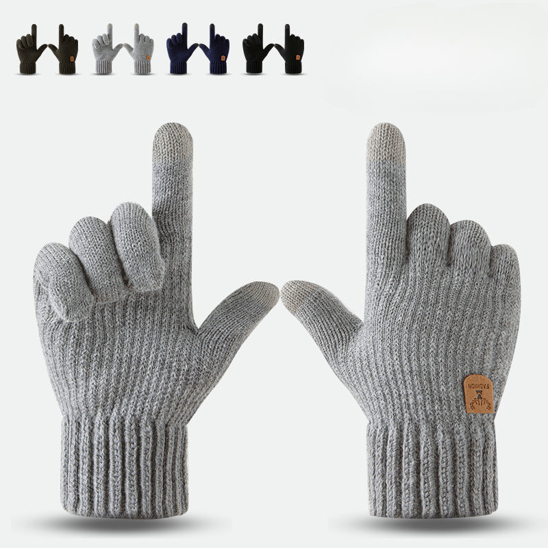 Wholesale Winter Veet Thickened Knitted Wool Touch Screen Gloves