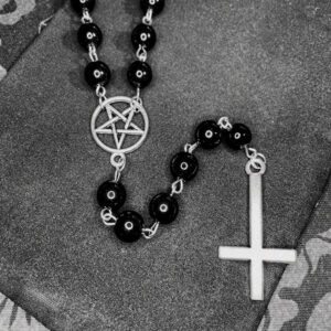 b4821799abadaa31209fabad9b93993f Wholesale Alloy Circle Pentagram Cross Black Beaded Necklace