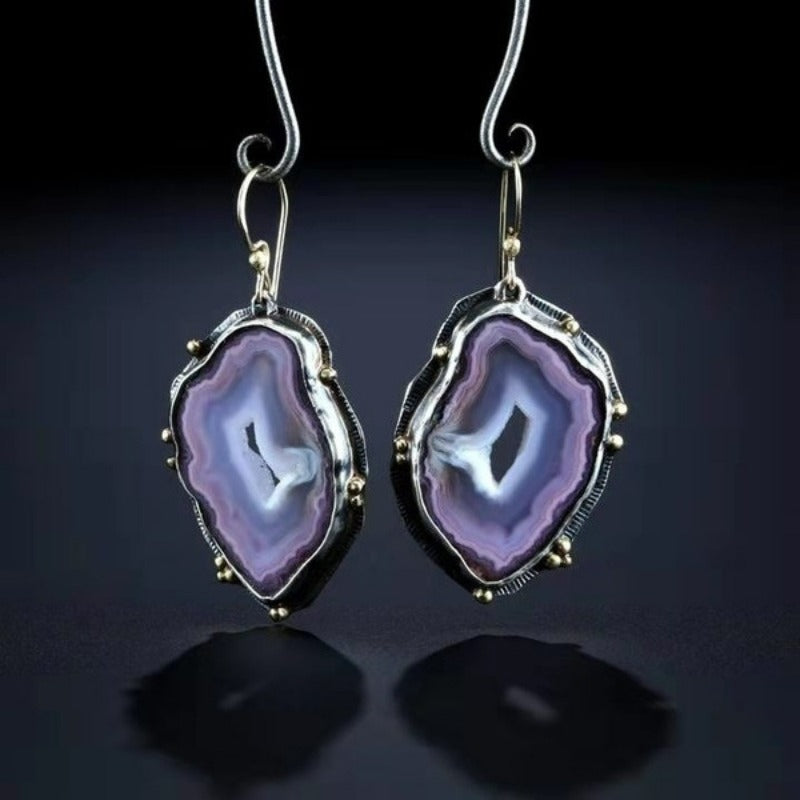 Wholesale pular Vintage Imitation Amethyst Agate Pendant Earrings