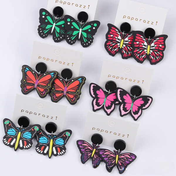 b76b0279db45487e3204936f63e43e79 Wholesale Butterfly Embossed Colorful Acrylic Earrings