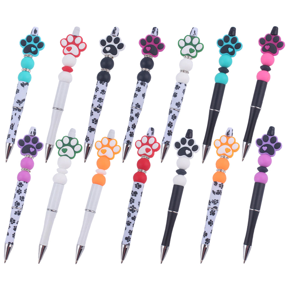 Wholesale Handmade Bead Pen Cartoon Dog Paw Silicone Ballint Pen