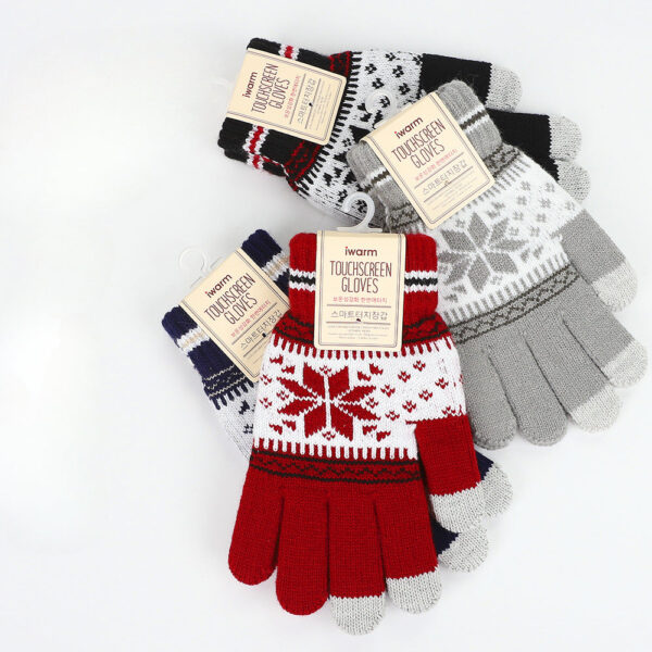 baae3161908f485ad8d6054378673f91 Wholesale Christmas and Winter Velvet Jacquard Warm Touch Screen Knitted Gloves