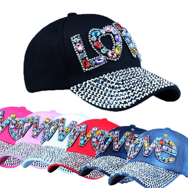 bc7b3b4d583bdf0da1b83641f206058c Wholesale Acrylic Diamond Letter LOVE Baseball Cap