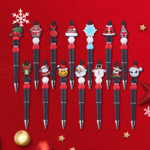 Wholesale Cartoon Christmas Silicone Handmade Plastic Beaded Pen