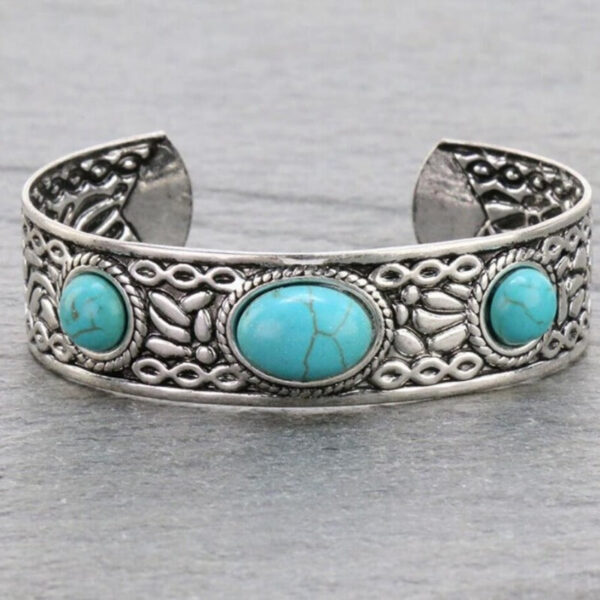 c1cb1a6b716d44dd18186545cf530840_8c5c86d0-b1a5-4602-bbc5-a7f2e957b744 Wholesale Bohemian Vintage Style Inlaid Turquoise Open Adjustable Alloy Bracelet