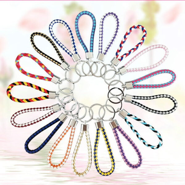Wholesale Braided Color Leather Rope Keychain