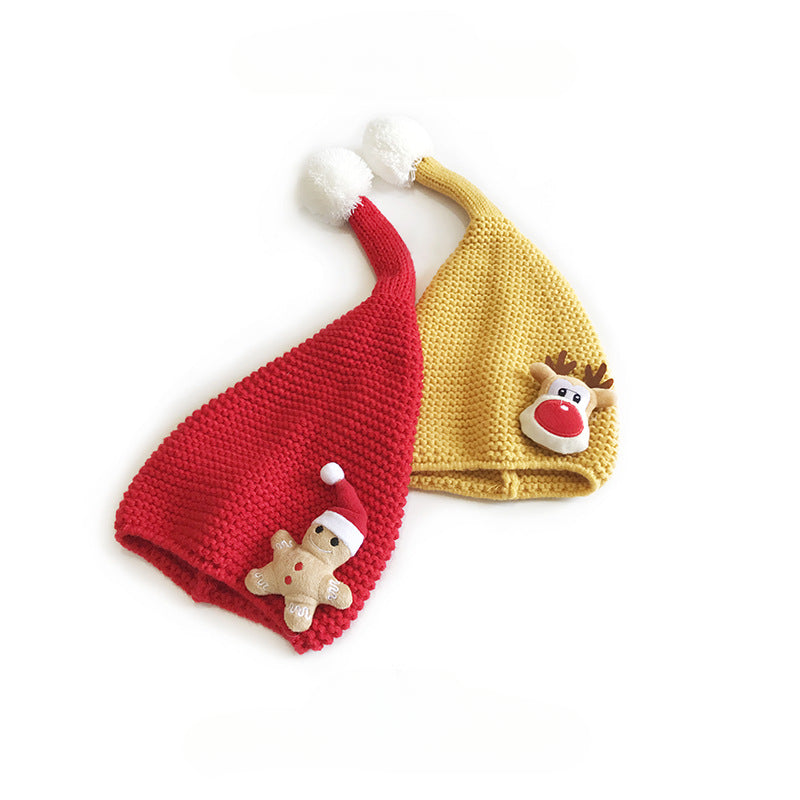 Wholesale Chilen's Cartoon Christmas Fur Ball Warm Knitted Beanie