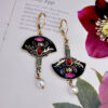 Wholesale Garnet Enamel Metal Earrings