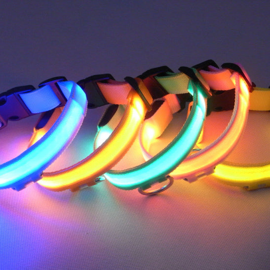 Wholesale Nylon LED Dog Luminous Collars, Night Luminous Pet Collar Straps