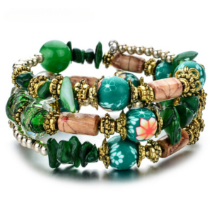 Wholesale Crushed Stone Crystal Glass Beads Mix and Match Multilayer Soft Pottery Bracelet