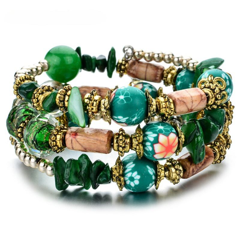Wholesale Crushed Stone Crystal Glass Beads Mix and Match Multilayer Soft y Bracelet
