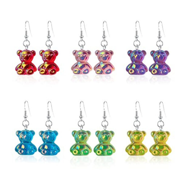 Wholesale Plastic Resin Cute Colorful Bear Earrings