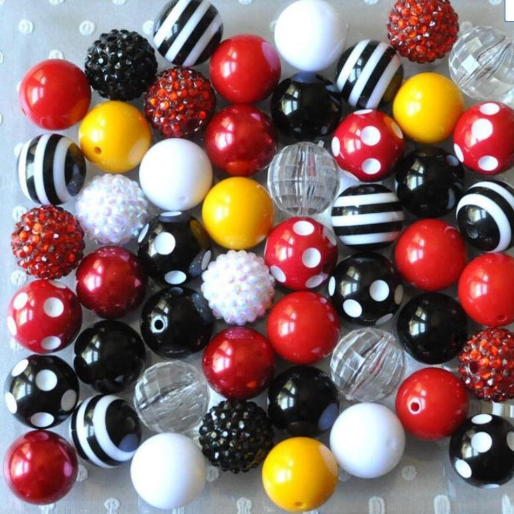 Wholesale Black Red 20MM Acrylic Large Beads Mixed Color Mixed Combination Beads Loose Beads