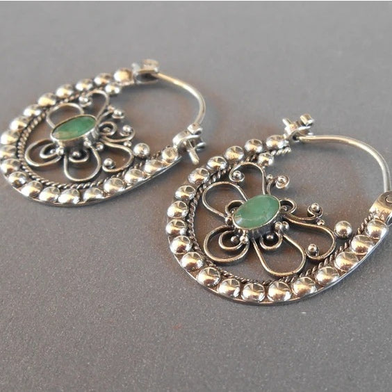 Wholesale Vintage Hollow Emerald Alloy Earrings