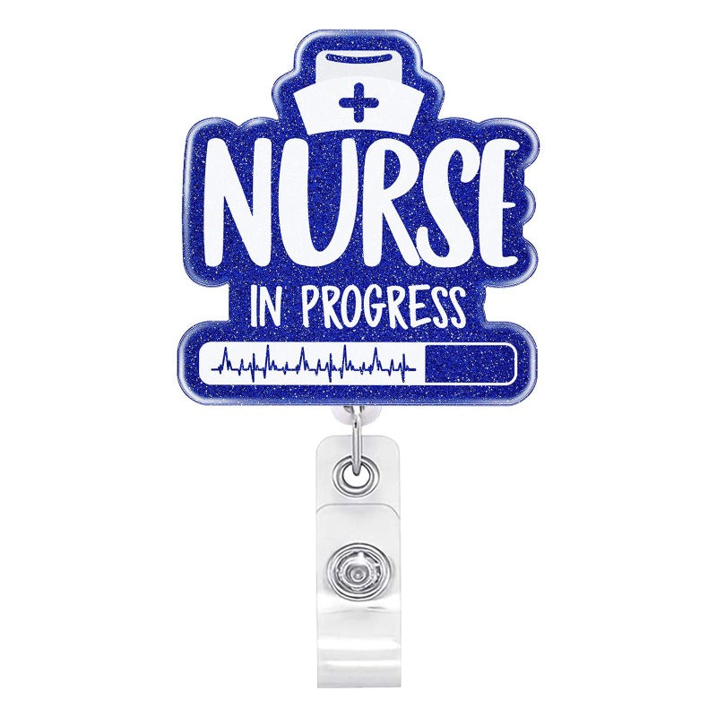 Wholesale Badge Reels Sparkling wder Acrylic Nurse Retractable Keychain