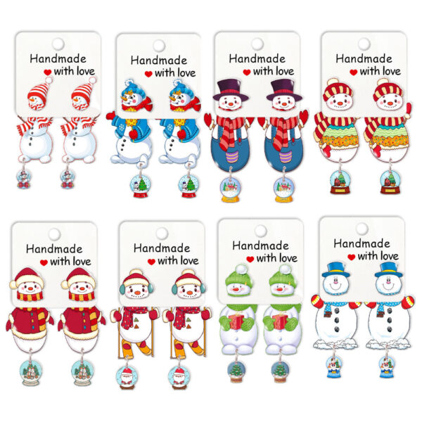 Wholesale Cartoon Christmas Snowman Resin Earrings