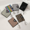 Wholesale Fashion Colorful Rhinestone Credit Card Holder Coin Purse Leopard Print Colorful Card Holder Leather Keychain